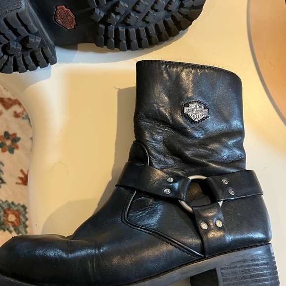 Harley-Davidson Black Leather Ashby harness Boots. - Picture 3 of 4